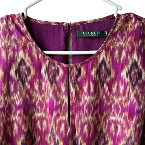 Lauren Ralph Lauren Dress Size 10 Purple Geometric Midi - Picture 5 of 10
